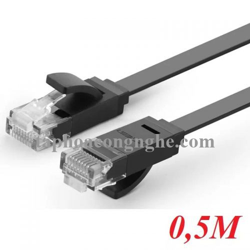 Ugreen 11234 0.5M màu Đen Cáp mạng LAN CAT6 UPT cáp dẹp NW104 30011234